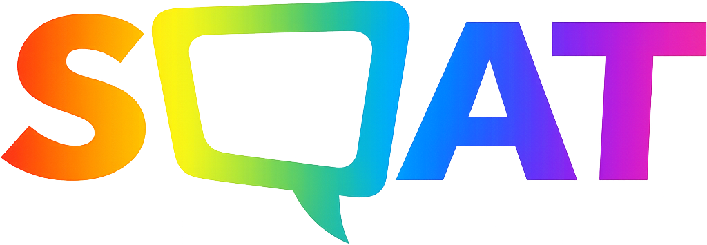 SQAT-Logo in Regenbogenfarben zur Solidarität im Pride Month